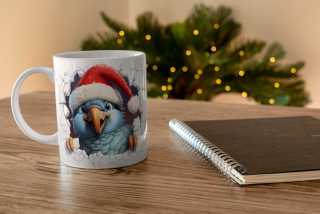 Plastový hrneček - vánoční - papoušek modrý