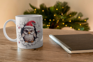 Keramický hrneček - vánoční - sova