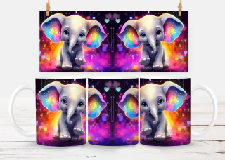 Plastový hrneček - zvířata - barevný slon