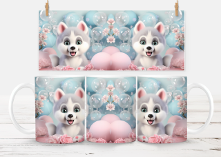 Plastový hrneček - zvířata - husky mimi