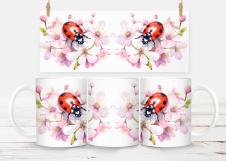 Keramický hrneček - zvířata - beruška květy