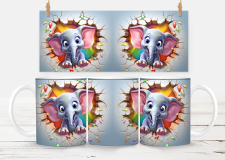 Plastový hrneček - zvířata - slon barevný