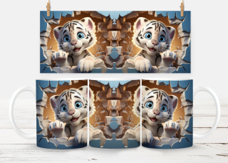 Plastový hrneček - zvířata - tygřík zeď