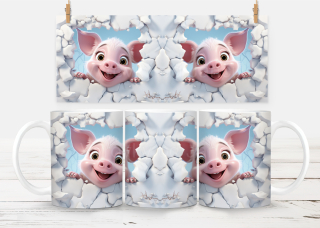 Plastový hrneček - zvířata - prase zeď