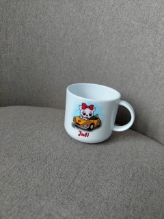 Plastový hrneček malý - kočka v autě